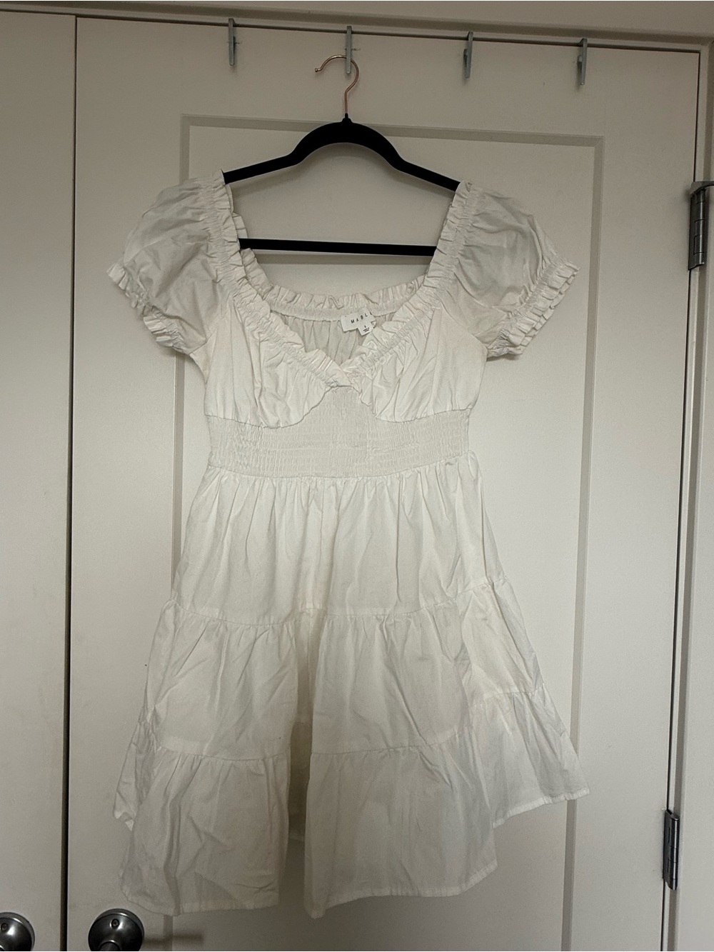 White Smocked Waist Dress